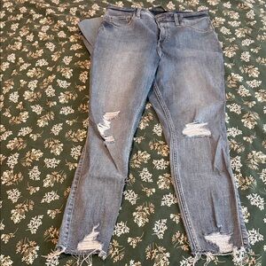 Hollister Women's Skinny Jeans - Distressed Blue